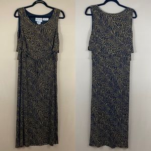 Vintage Karin Stevens Leopard Animal Print Sleeveless Maxi Dress with Waist Tie